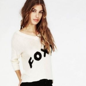 Wildfox White Lable "FOXY" high/low boho sweater